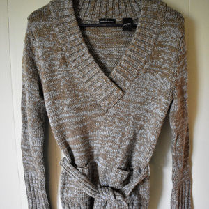VS Moda Int Blue & Brown Belted Sweater